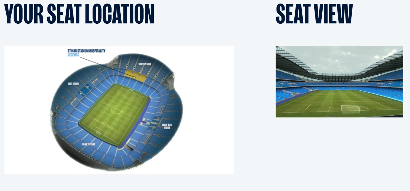 Legends Lounge Hospitality at Manchester City Seating Location
